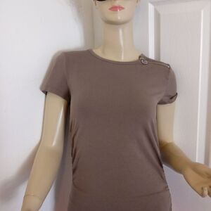 Michael Kors Zip Shoulder&Logo Olive Tee